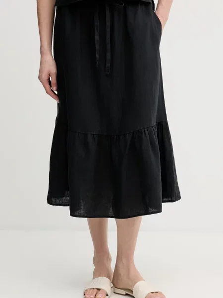 Dkny spódnica lniana czarna