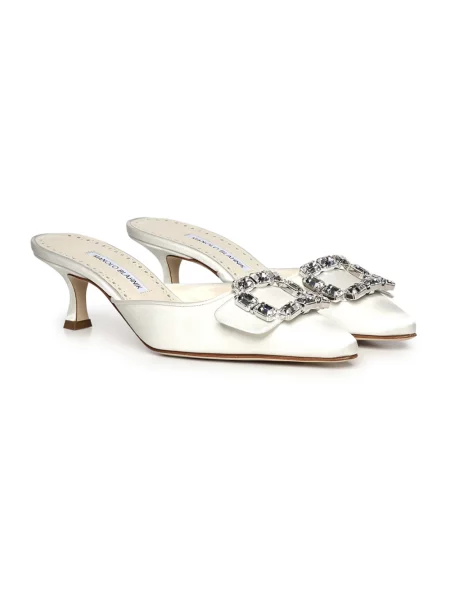 Klapki Manolo Blahnik skórzane szare
