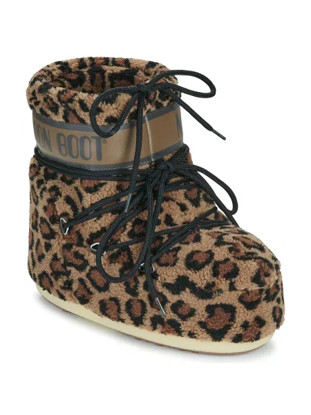 Fleecová fleecová mikina Moon Boot s leopardím vzorom hnedá