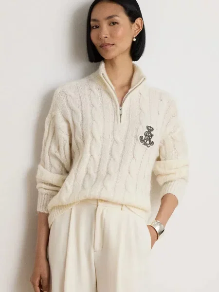 Lauren Ralph Lauren hanorac cu pentru femei cu lână bej