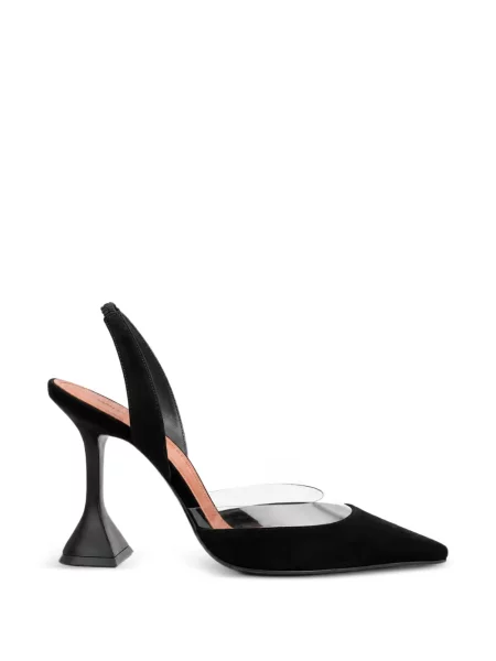 Pantofi cu toc Amina Muaddi din piele de căprioară slingback negru