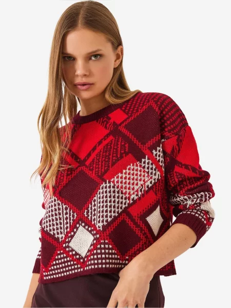 Bianco Lucci Pulover Pullover rdeča bela