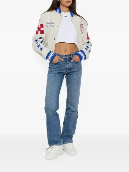 Geacă bomber Off-white cu autograf alb