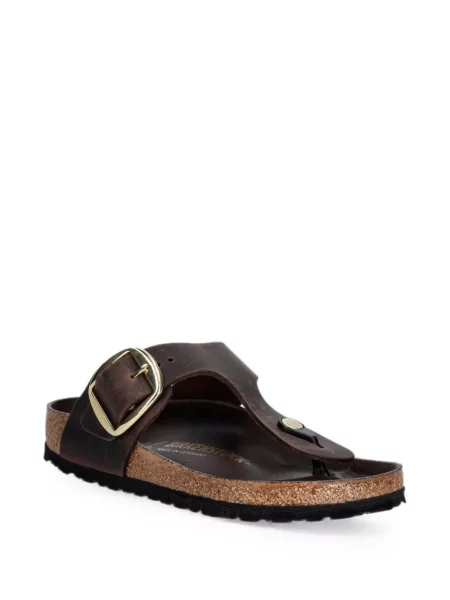 Sandale Birkenstock din piele cu cataramă maro