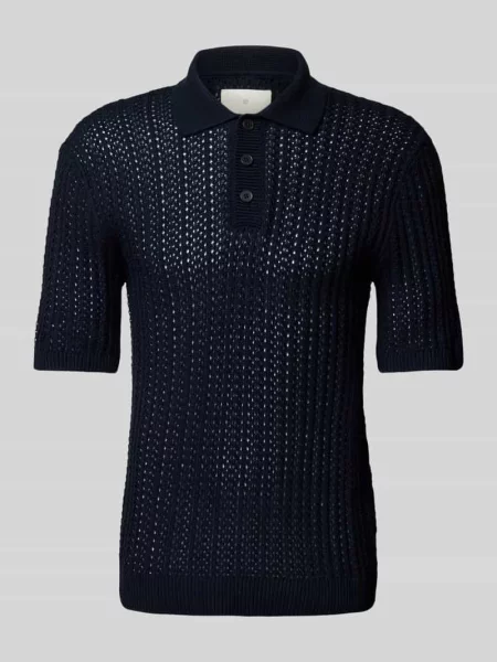 Koszulka polo z fakturowanym wzorem model ‘JOEL’ Jack & Jones Premium granatowe