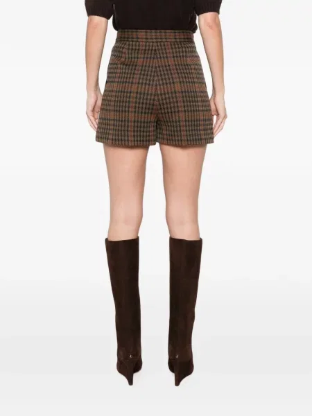 Pantaloni scurți Max Mara în carouri maro
