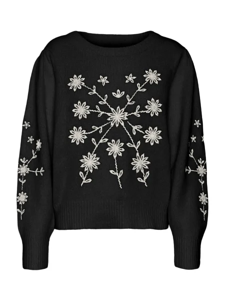 VERO MODA Pulover Gaia negru alb