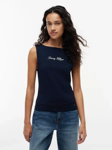 TOMMY HILFIGER Top bleumarin / alb albastru
