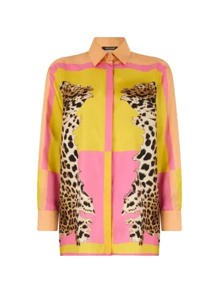 Bluză Roberto Cavalli cu imagine galben
