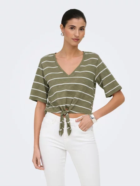 ONLY Tricou ONLSUMMER kaki alb