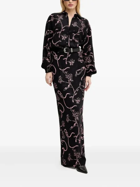 Sukienka jeansowa Moschino Jeans w kwiatki z nadrukiem garniturowa czarna