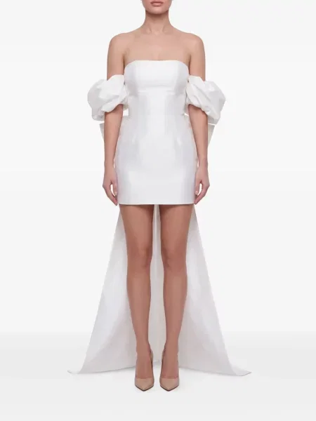 Rochie mini Post Meridiem cu funde alb