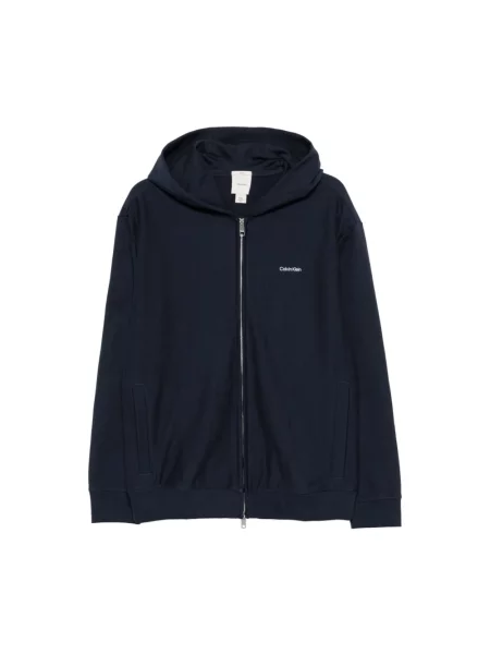Bluza z kapturem Calvin Klein z kapturem z logo niebieska