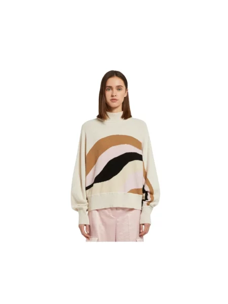 Sweter z golfem Marella do golfa beżowy