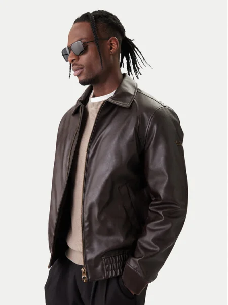 Guess Geacă din imitație de piele maro