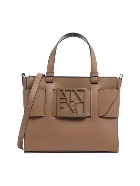 Shopperka Armani Exchange skórzana brązowa