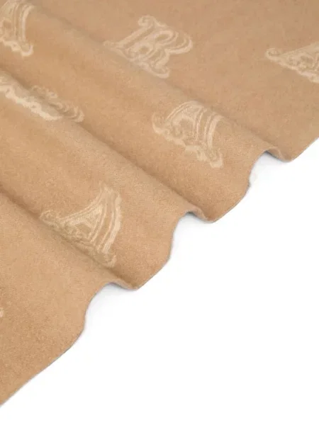 Fular Max Mara cu franjuri din jacard maro
