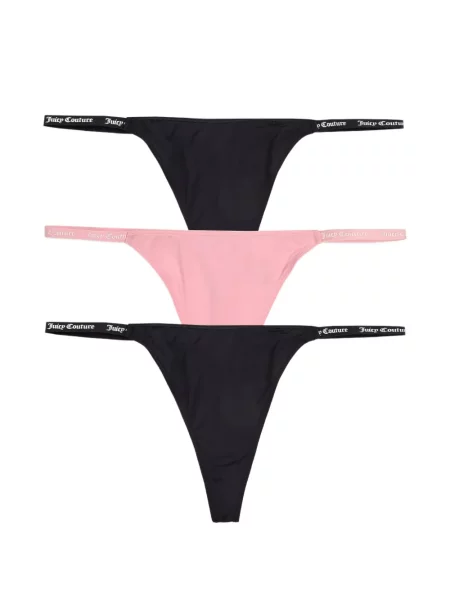 Chiloți tanga Juicy Couture cu autograf negru