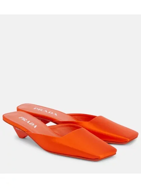 Satenaste mules Prada oranžna
