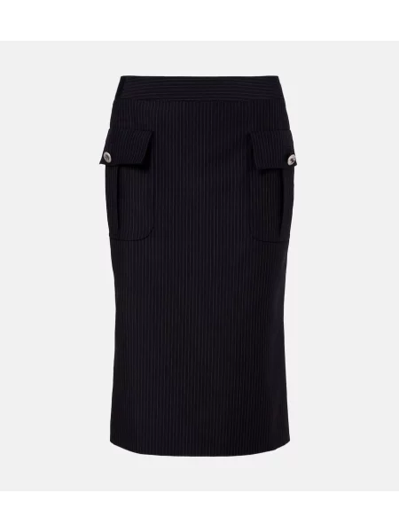 Osłona spódnica ołówkowa Mcqueen wełniana w paski niebieska