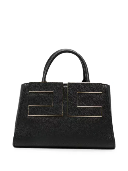 Geantă shopper Elisabetta Franchi cu autograf negru