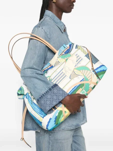 Geantă shopper Tory Burch cu imagine alb