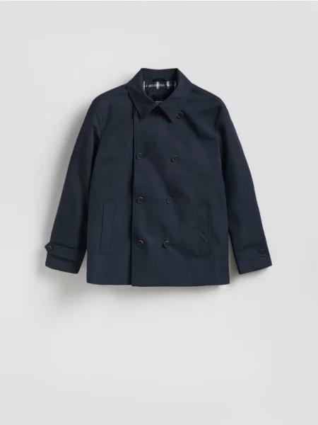 Reserved Trenci scurt cu rând dublu de bleumarin