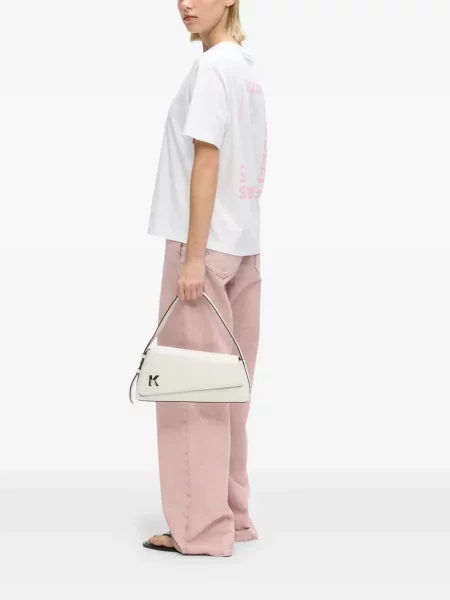 Geanta de piele Karl Lagerfeld Jeans din piele alb
