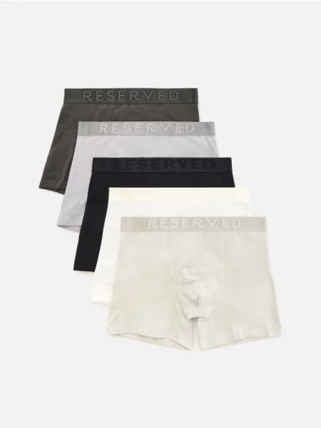 Reserved Set de 5 perechi de boxeri long gri-închis gri