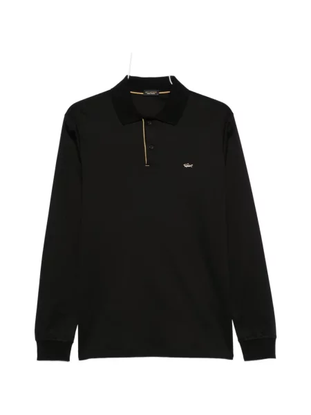 Lung tricou polo Paul & Shark cu autograf negru