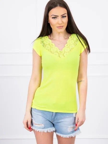 Bluză Kesi din dantelă galben