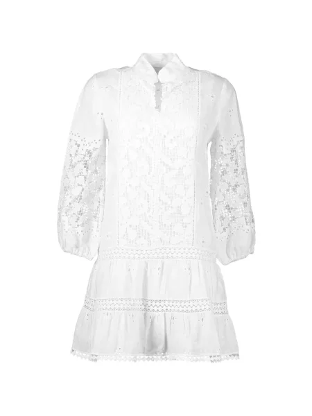 Rochie mini Temptation Positano cu broderie din dantelă alb