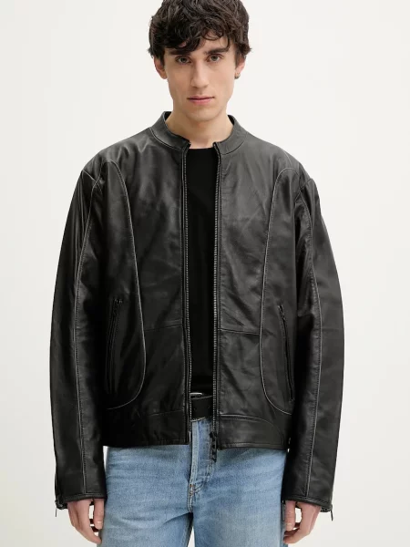 Diesel bőrdzseki L-KRIXY JACKET átmeneti oversize fekete