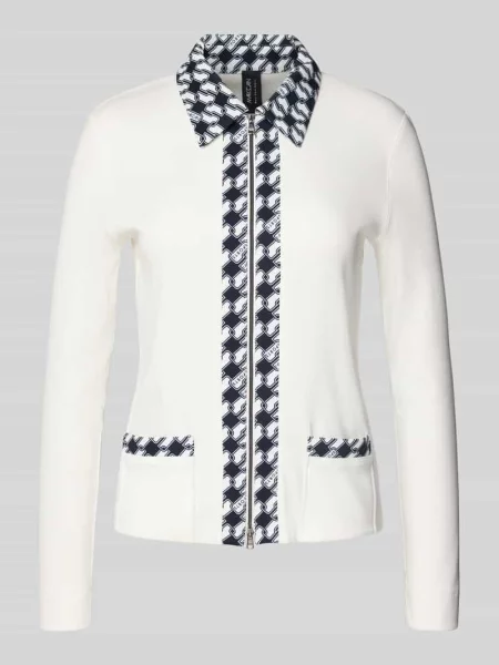 Bluzka z długim rękawem i dwustronnym zamkiem błyskawicznym Marc Cain biała