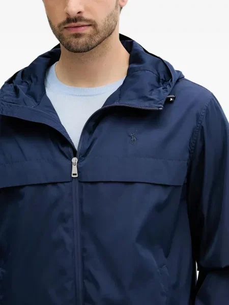 Tricou polo Polo Ralph Lauren cu broderie cu glugă din piele negru