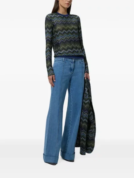 Lung pulover Missoni cu model piele de șarpe albastru