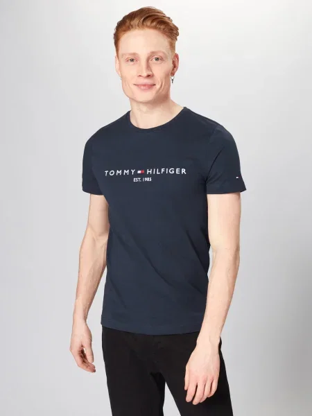 TOMMY HILFIGER Tričko tmavomodrá červená biela