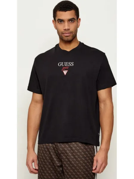 Guess Jeans Tricou BAKER | Oversize fit negru