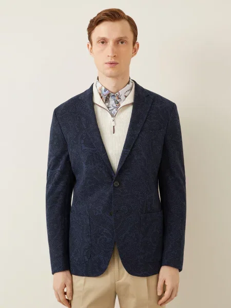 Etro Sako Z Džersejové Tkaniny Extra Slim Fit tmavě modrá