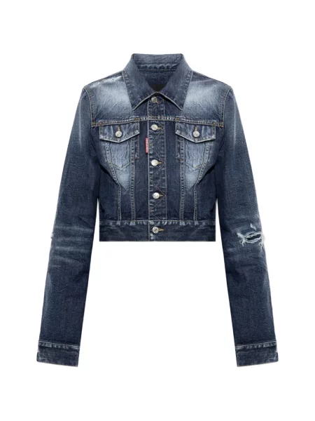 Geacă de blugi Dsquared2 zdrențuiți albastru