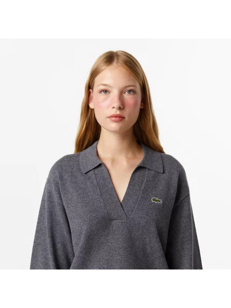 Lacoste Sweter Z Mieszanki Kaszmiru szary