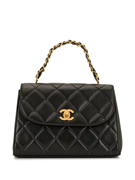 Prošívaná trapéz diamant kabelka Chanel Pre-owned černá