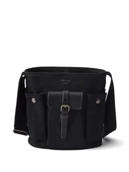 Mini geantă bucket Prada din piele mini negru
