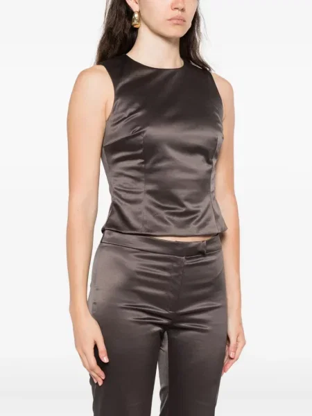 Marškinėliai be rankovių Alfie satino pilka