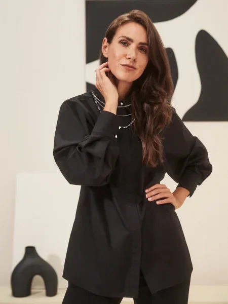 Cămașă Moodo cu mâneci bufante negru