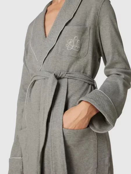 Szlafrok z bawełny Lauren Ralph Lauren szary