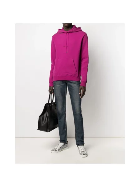 Bluza z kapturem Saint Laurent z kapturem z logo różowa