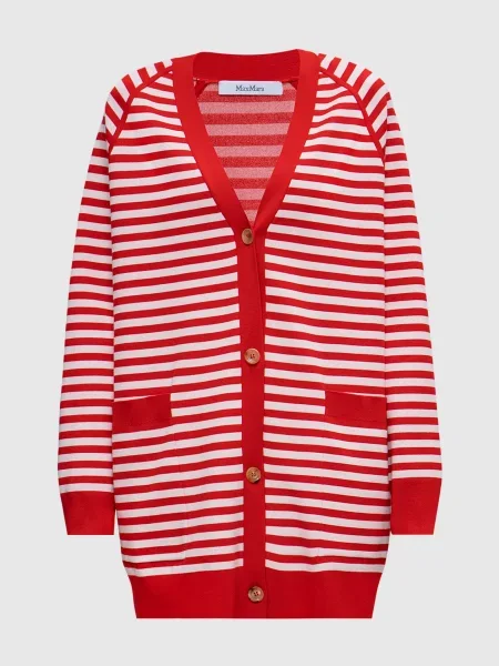 Кардиган TENORE в смужку Max Mara червоний