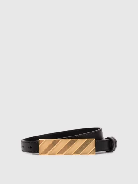 Шкіряний ремінь з емблемою Diag Off-white чорний