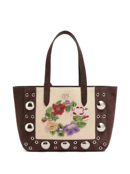 Geantă shopper Valentino Garavani maro